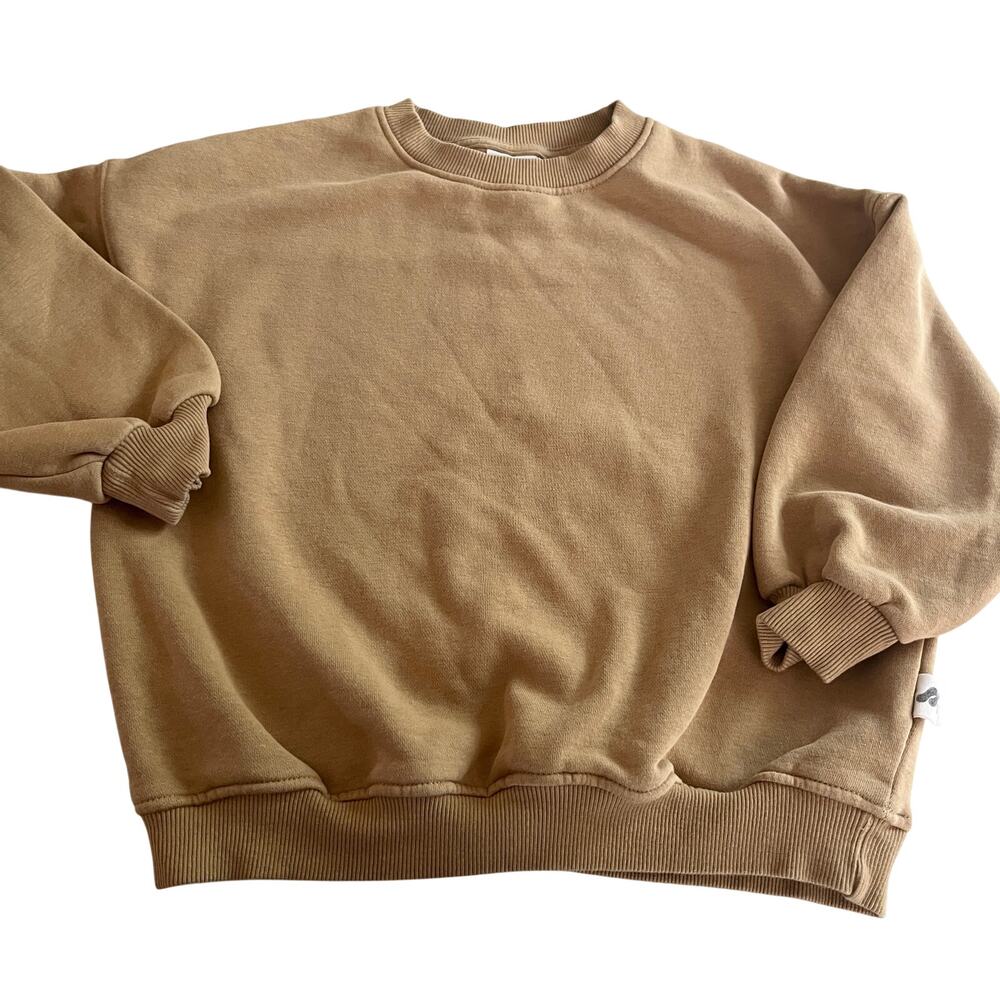 Zara Boys Muted Mustard Sweatshirt Size 6 Minimalist Casual Everyday Pullover